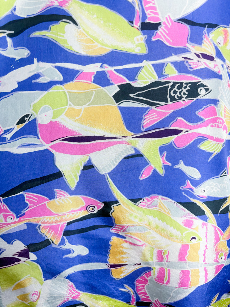 80's 90's Fish Silk Short Sleeve Shirt
