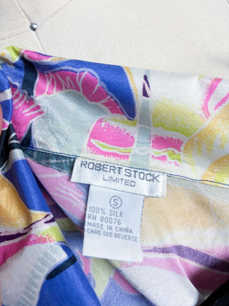80's 90's Fish Silk Short Sleeve Shirt