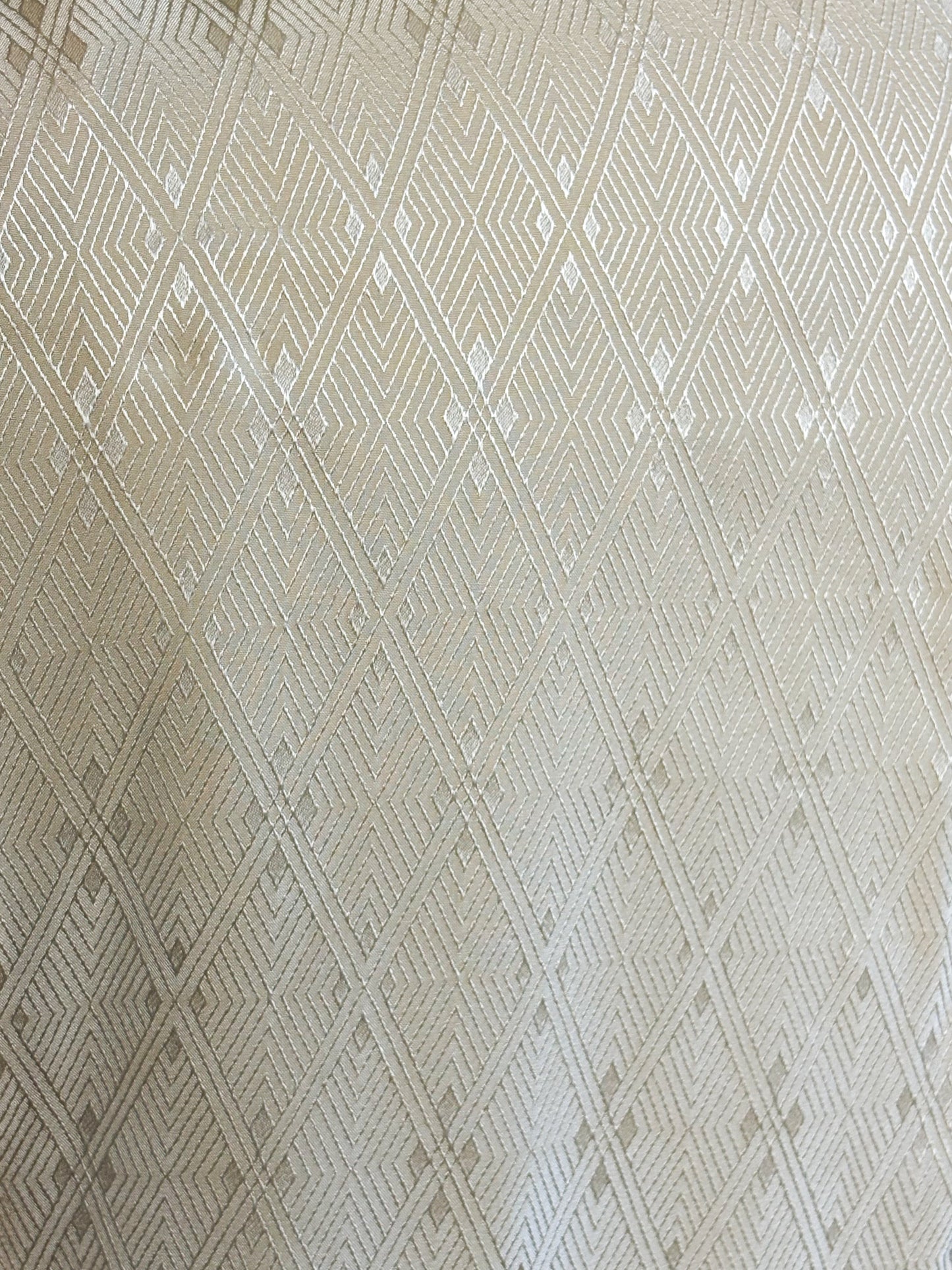 80's Cream Silk Diamond Pattern Blouse Stand Collar "Cassidy" | M