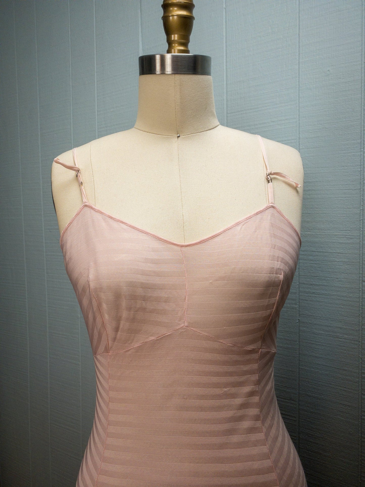 40's 50's Baby Pink Stripe Van Raalte Slip | S/M
