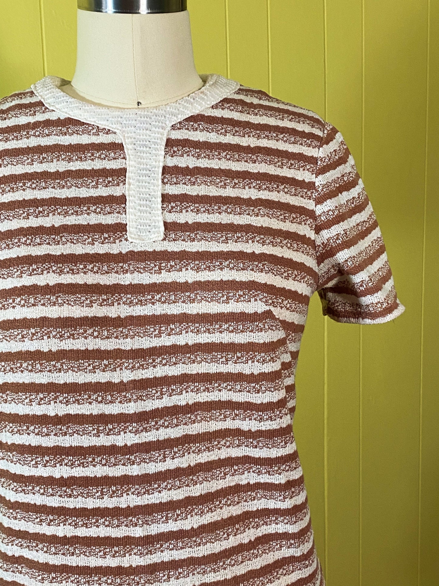 60s 70's Brown Space Dye Crew | S/M