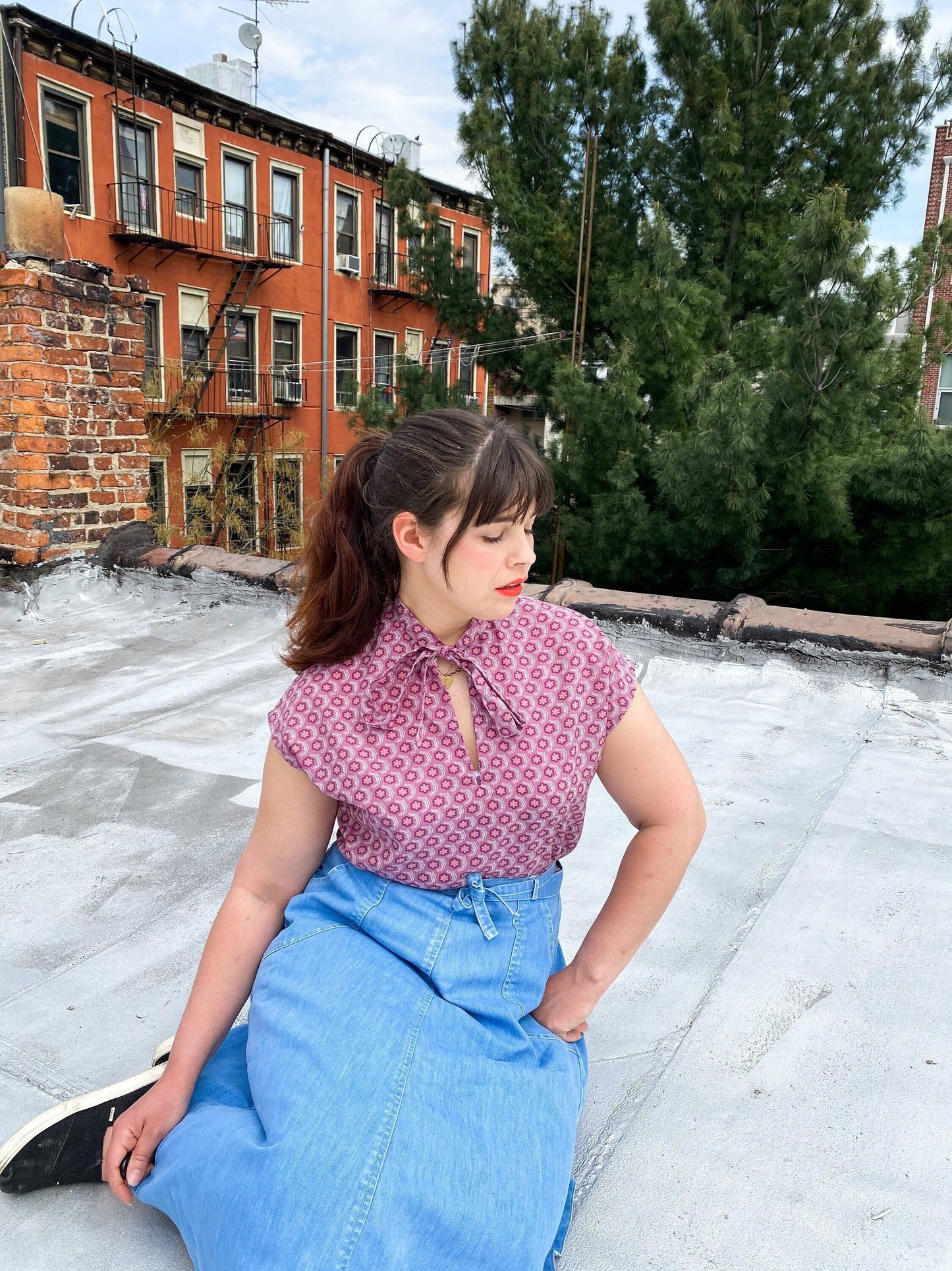 Handmade Does 60's Purple Lavender Blouse