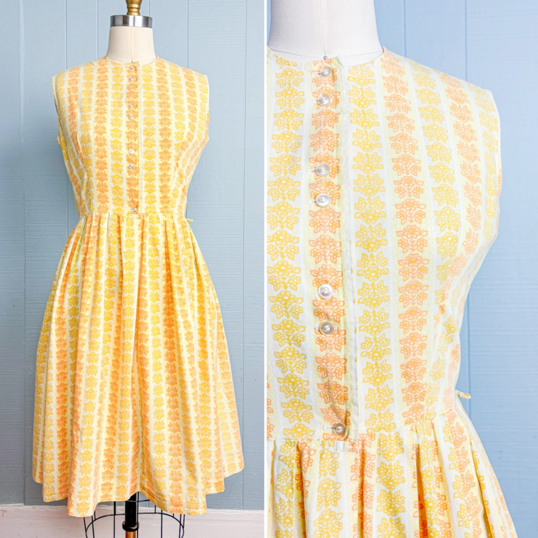 60s Mrs Maisel Daisies in Sunshine Day Dress | S/M