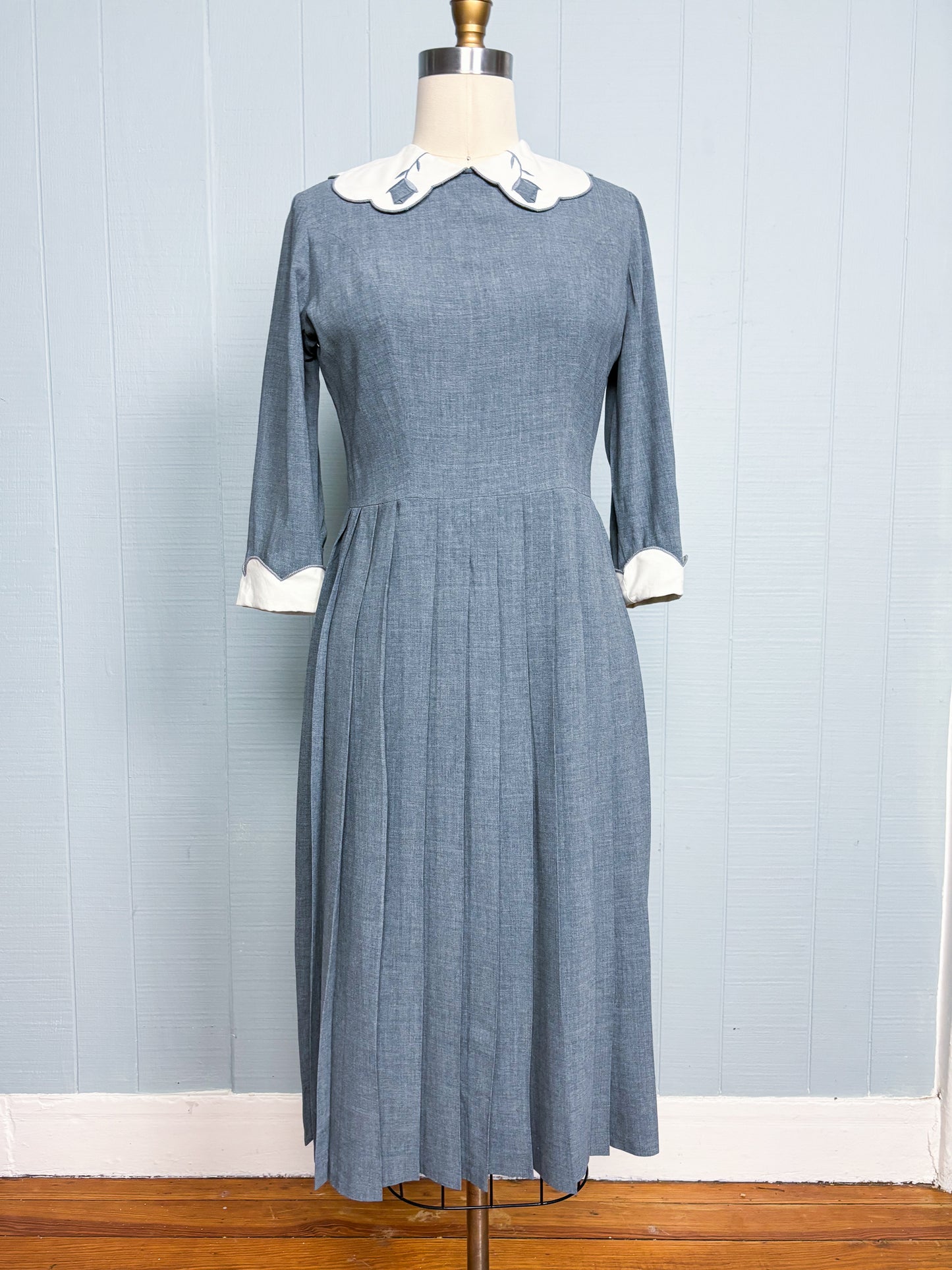 50's Mrs Maisel Tulip Grey Fit & Flare Dress | M
