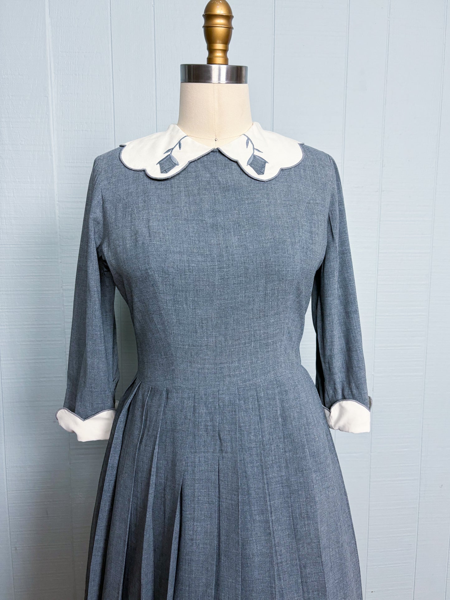 50's Mrs Maisel Tulip Grey Fit & Flare Dress | M