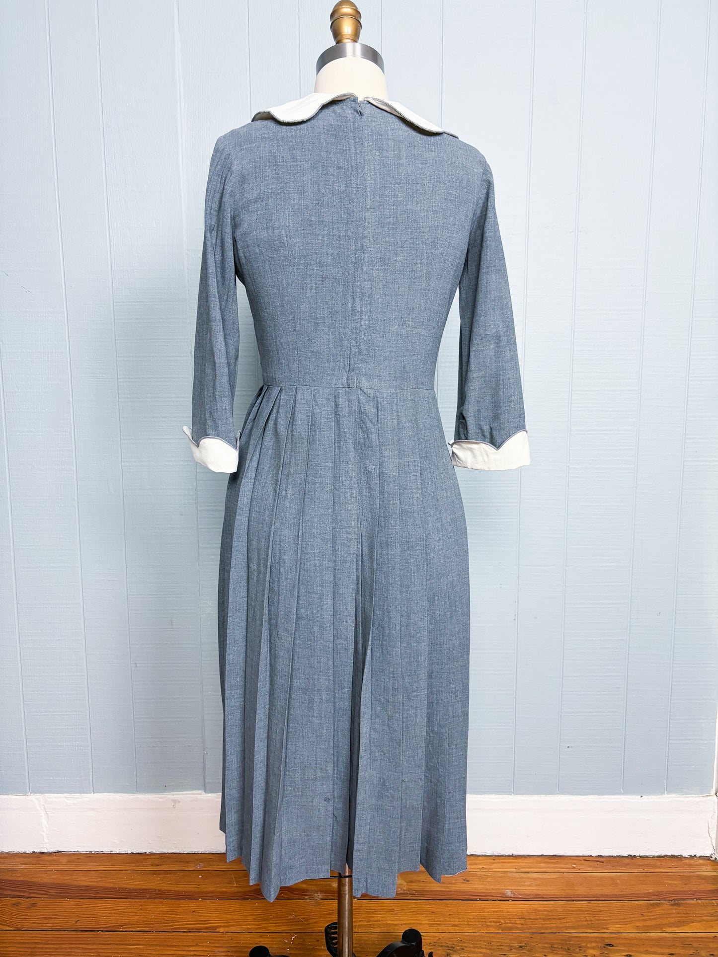 50's Mrs Maisel Tulip Grey Fit & Flare Dress | M