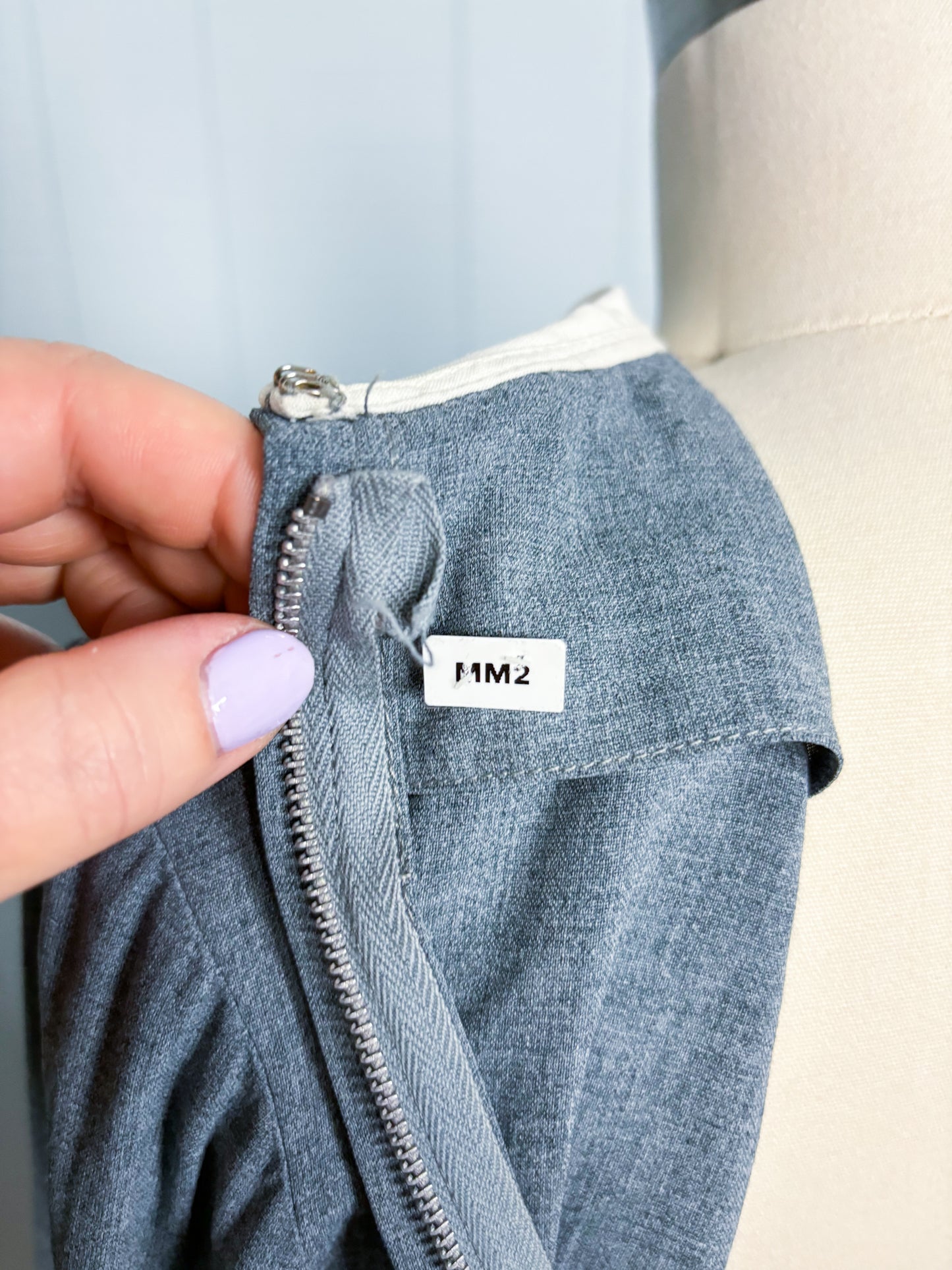 50's Mrs Maisel Tulip Grey Fit & Flare Dress | M