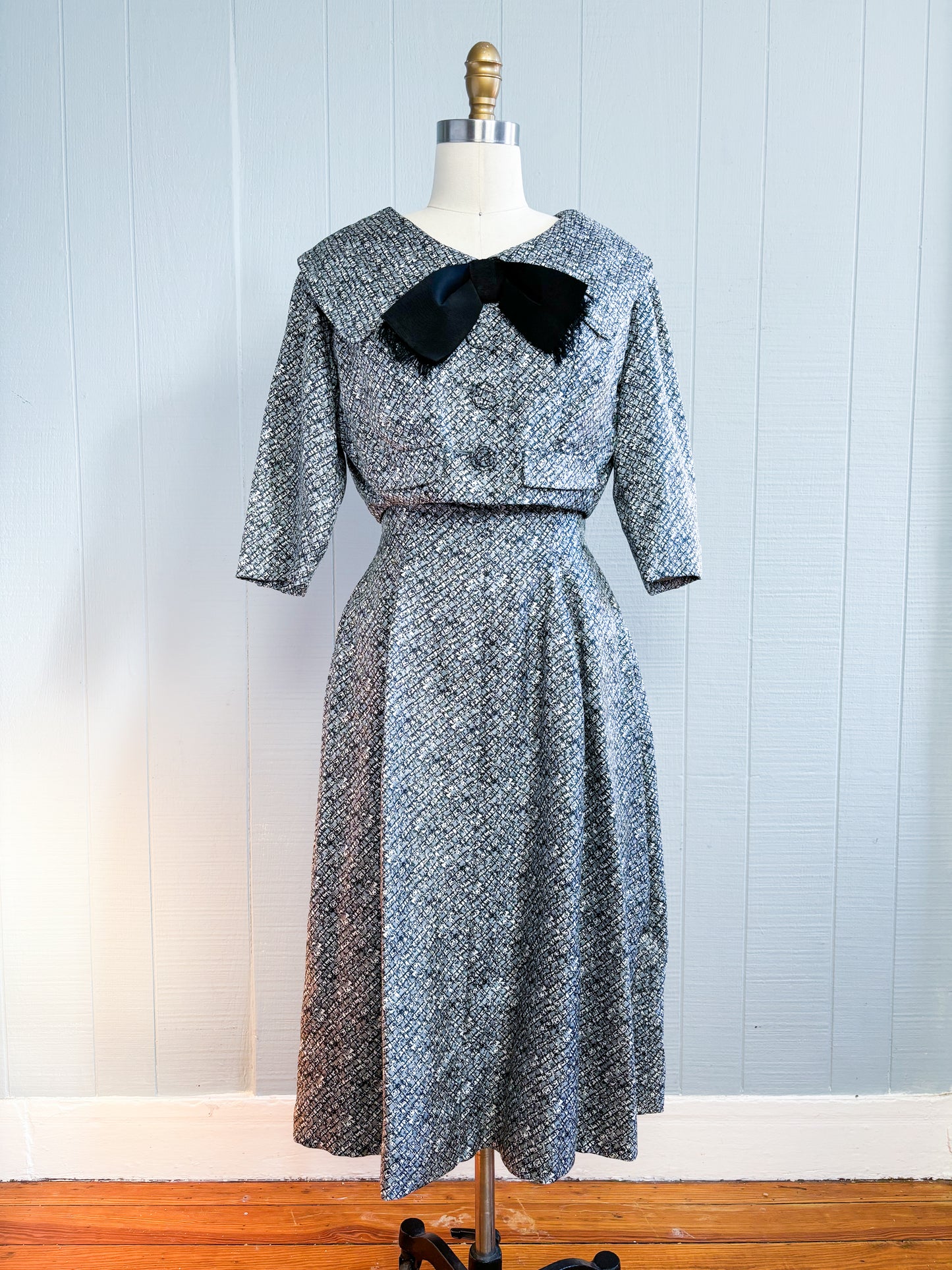 50's Mrs Maisel Fit & Flare Abstract Plaid Dress & Jacket Set | S