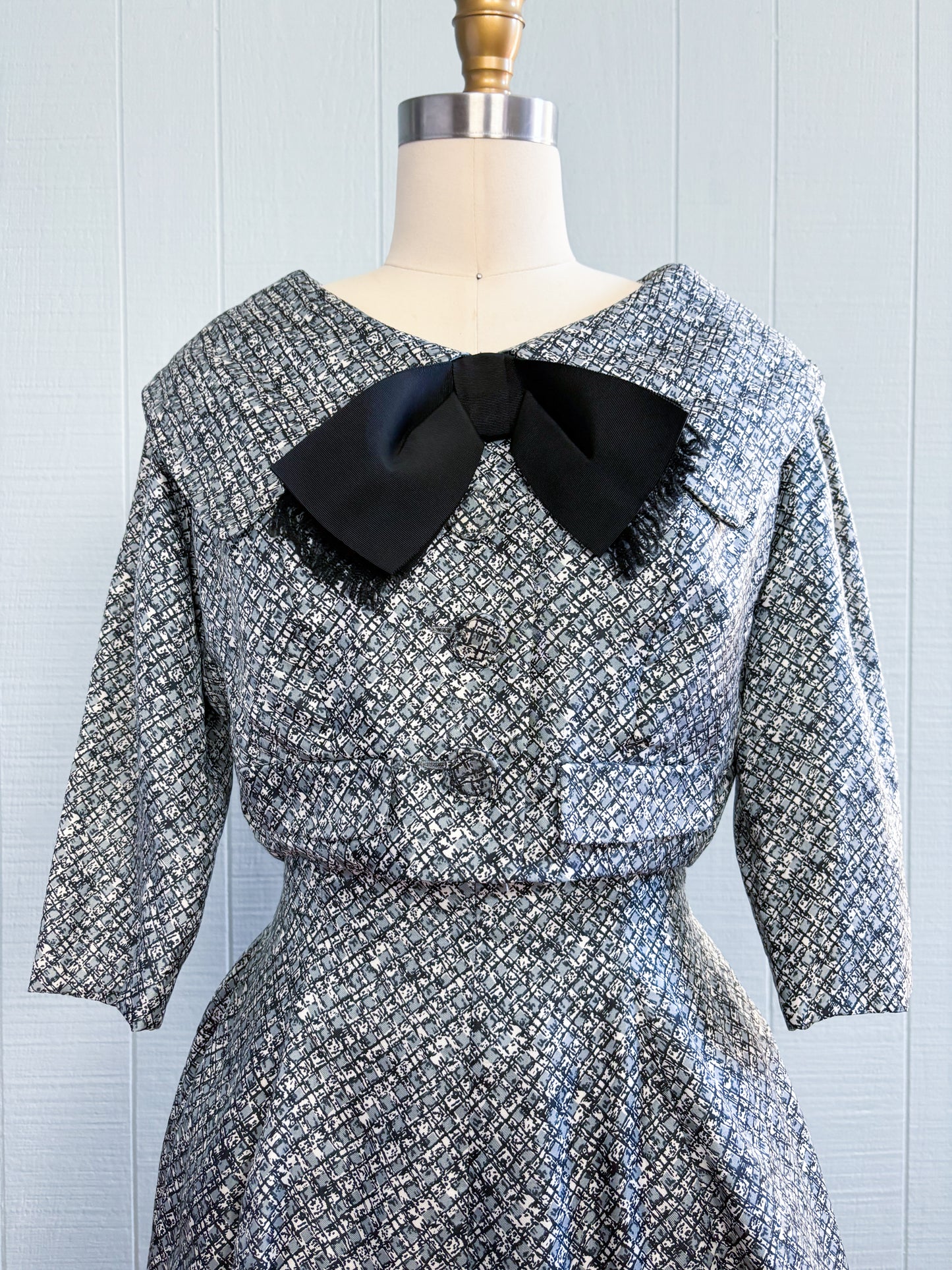 50's Mrs Maisel Fit & Flare Abstract Plaid Dress & Jacket Set | S