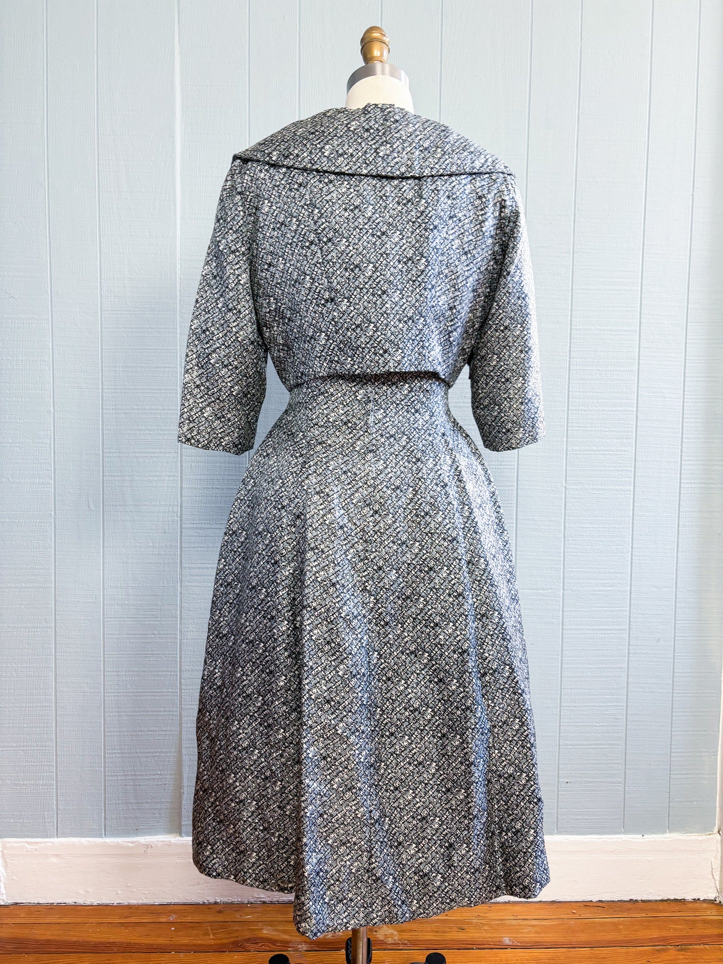 50's Mrs Maisel Fit & Flare Abstract Plaid Dress & Jacket Set | S