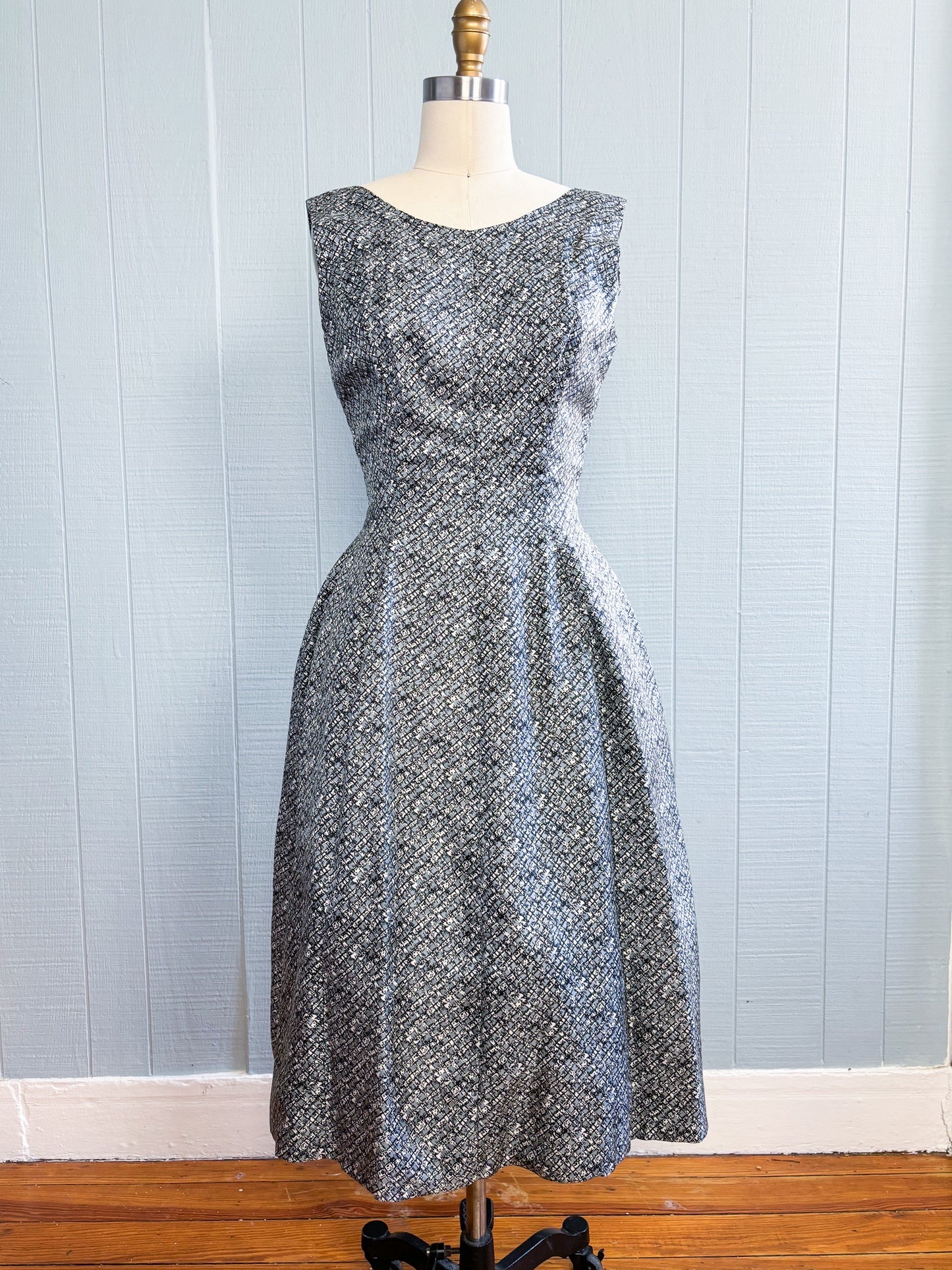 50's Mrs Maisel Fit & Flare Abstract Plaid Dress & Jacket Set | S
