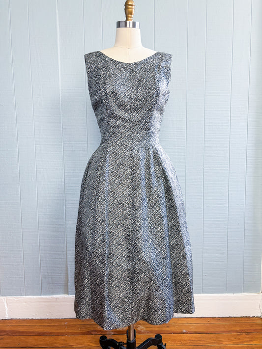 50's Mrs Maisel Fit & Flare Abstract Plaid Dress & Jacket Set | S