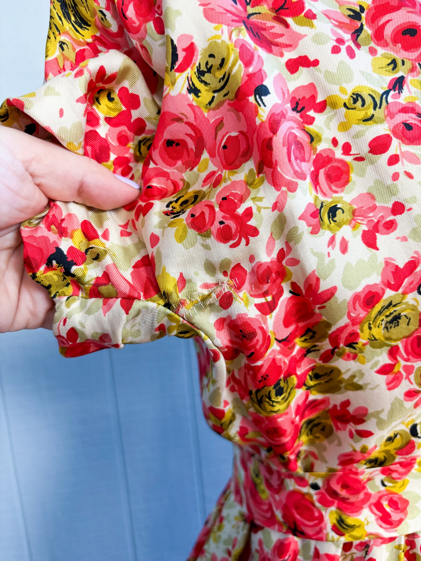 50's 60's Mrs Maisel Red Roses in Bloom Cocktail Dress | S/M
