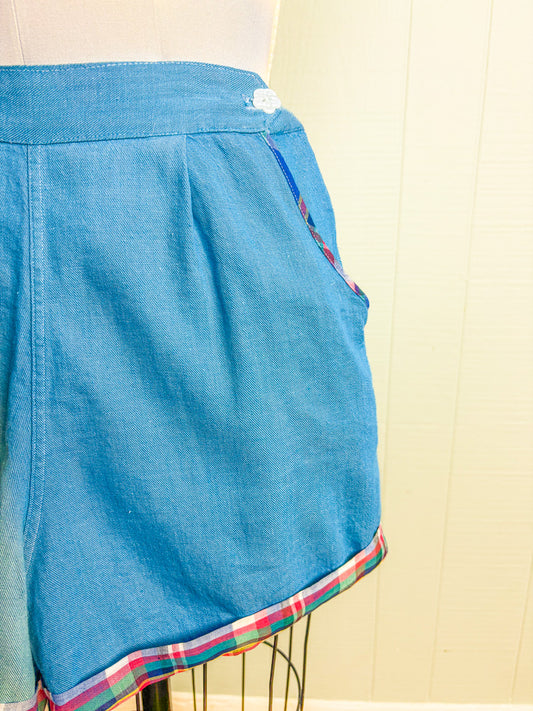 50s Mrs. Maisel Baby Blue Bib Front Shorts | S/M