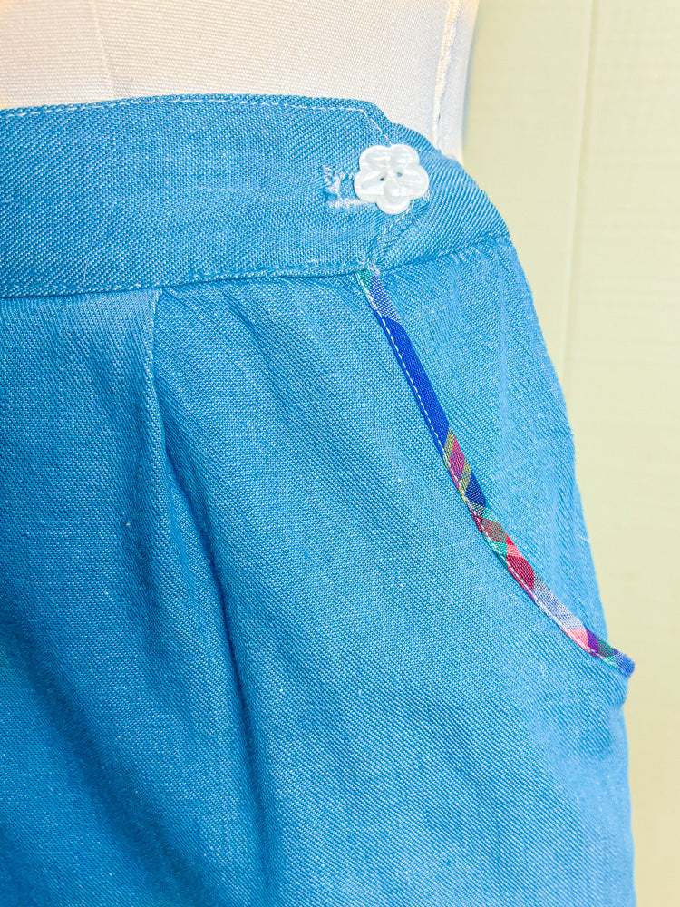 50s Mrs. Maisel Baby Blue Bib Front Shorts | M