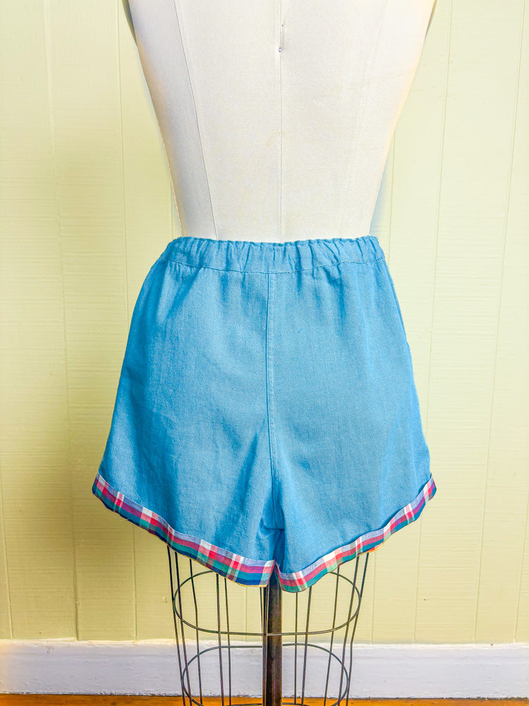 50s Mrs. Maisel Baby Blue Bib Front Shorts | M