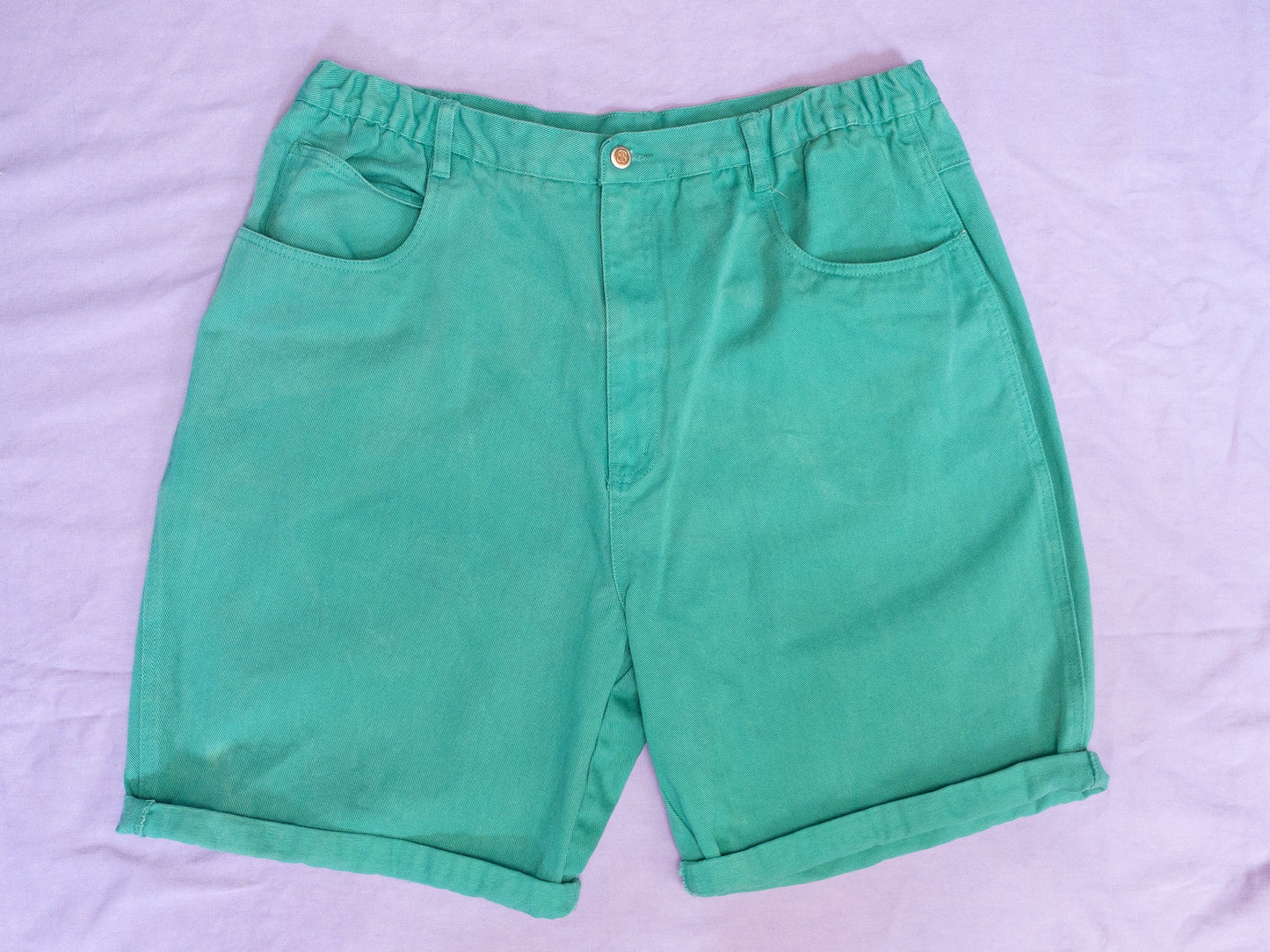 90's Green Teal Denim Shorts | XXL/3X