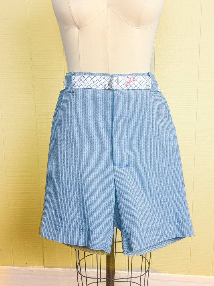 50s Style Mrs. Maisel Blue Stripe Nautical Shorts | S/M