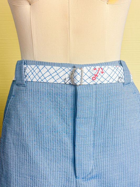 50s Style Mrs. Maisel Blue Stripe Nautical Shorts | S/M