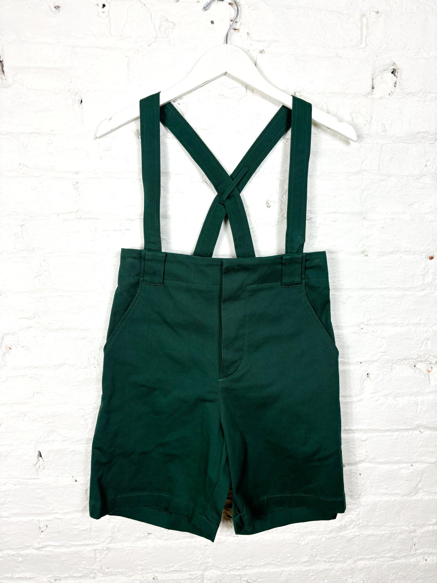 50's Style Mrs. Maisel Forest Green Shorts with Suspenders | S/M