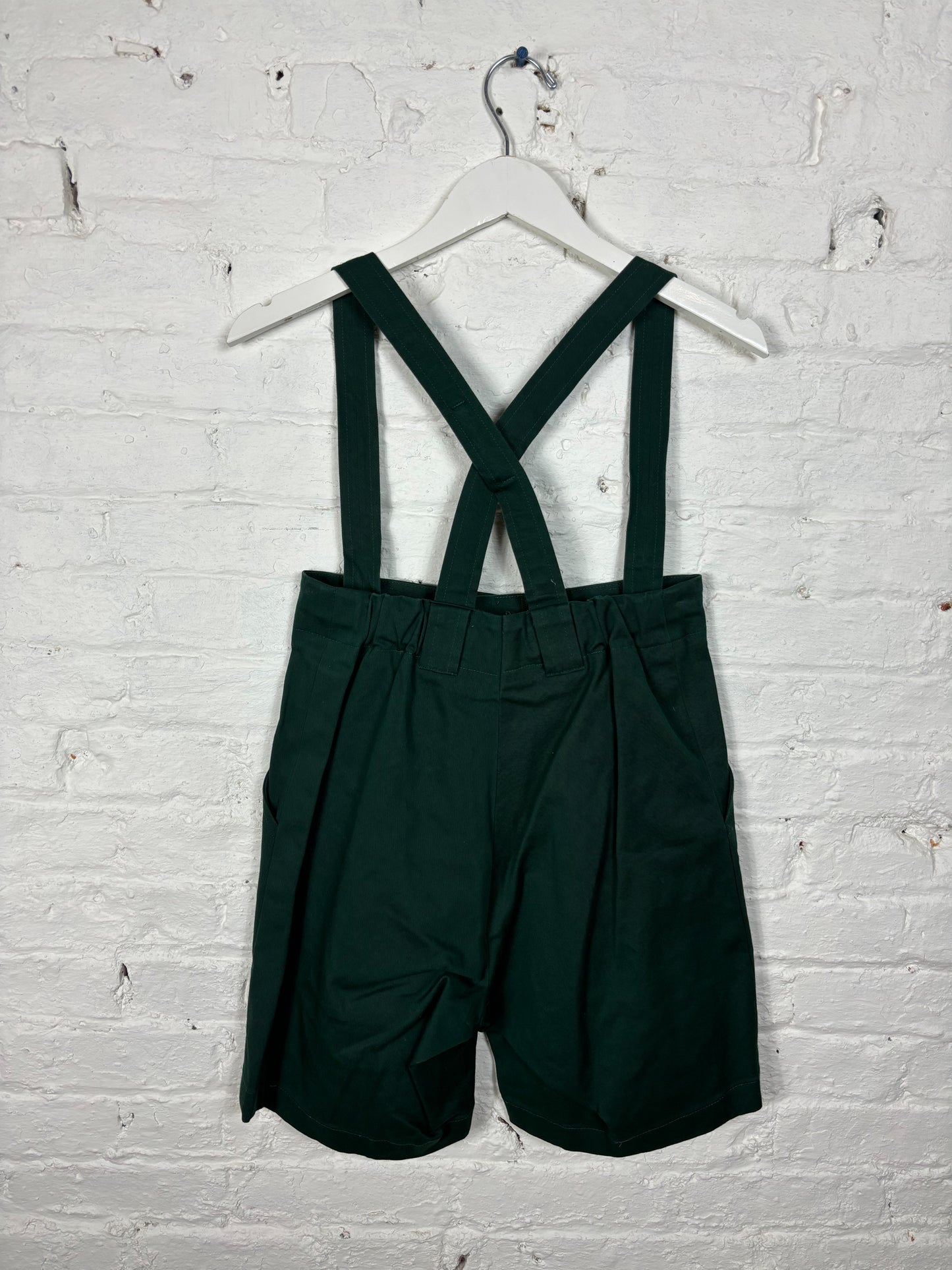 50's Style Mrs. Maisel Forest Green Shorts with Suspenders | S/M