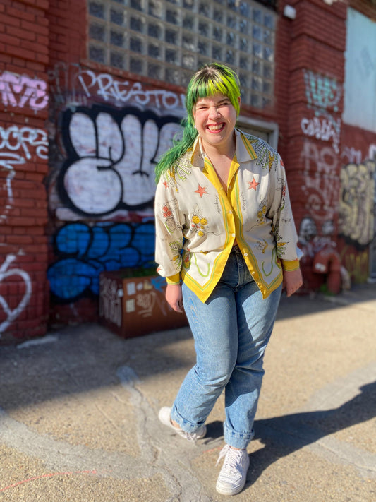 80's Paris Novelty Print Blouse