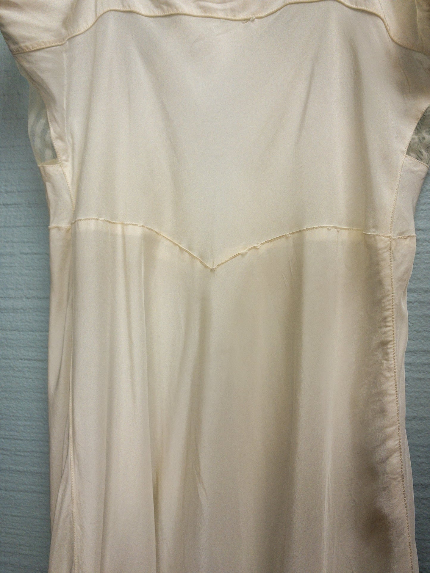 50's White Bias Cut Striped Sheer Slip | XXS/XS