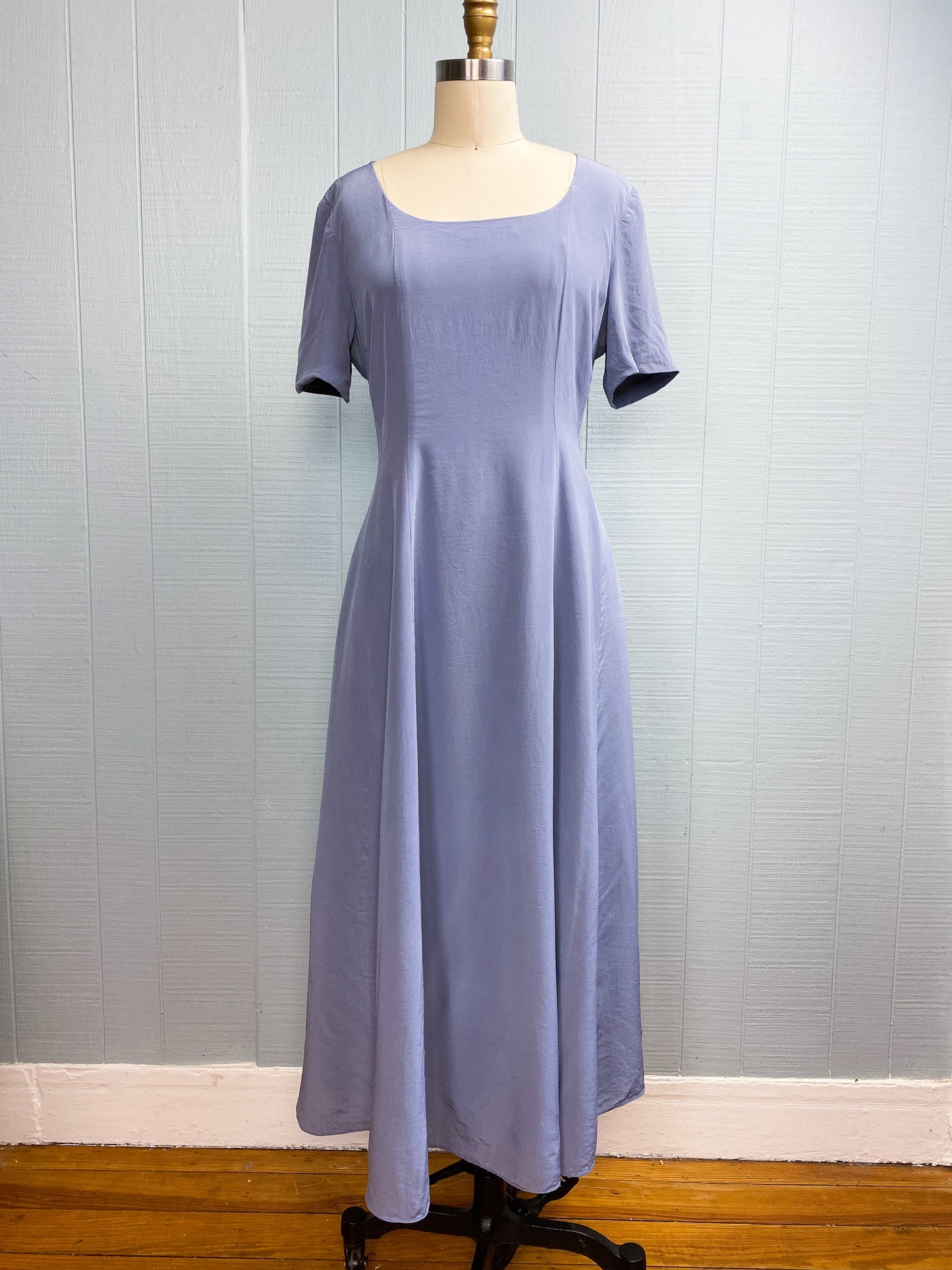 90s Dusty Blue/Lilac Silk Laura Ashley Dress | M