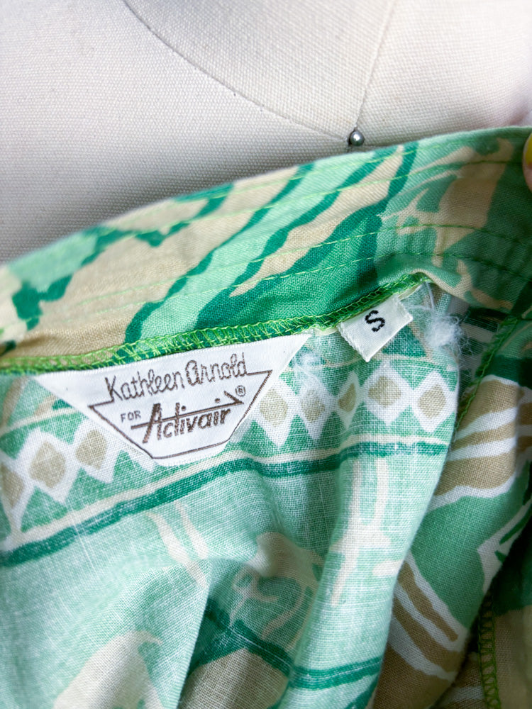 70's Safari Print Green Wrap Skirt