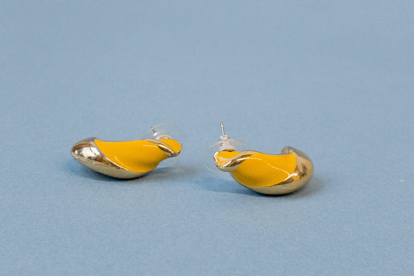 Gold & Yellow Swirl Huggie Earrings