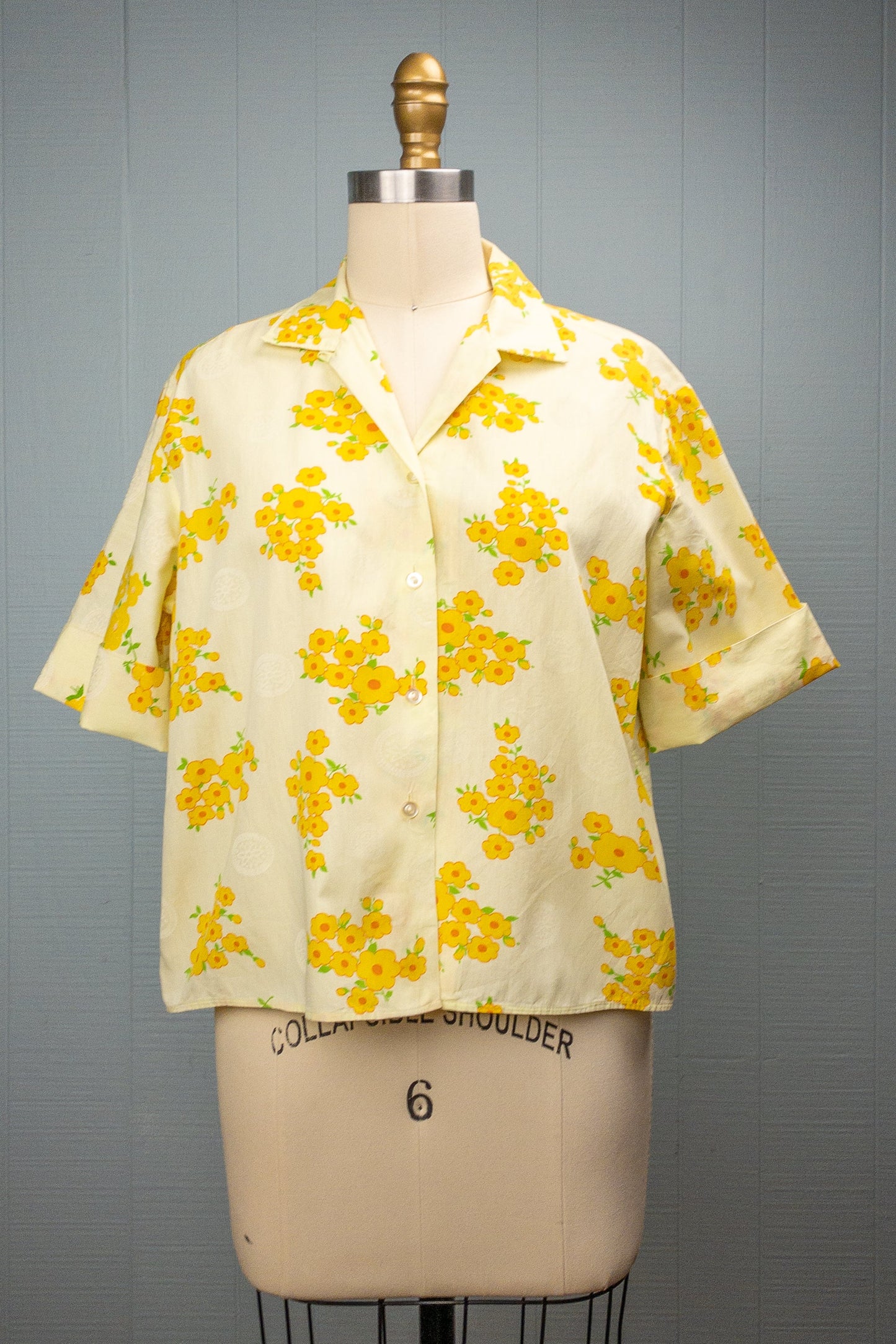 60's Yellow Daisy Chain Blouse | M/L