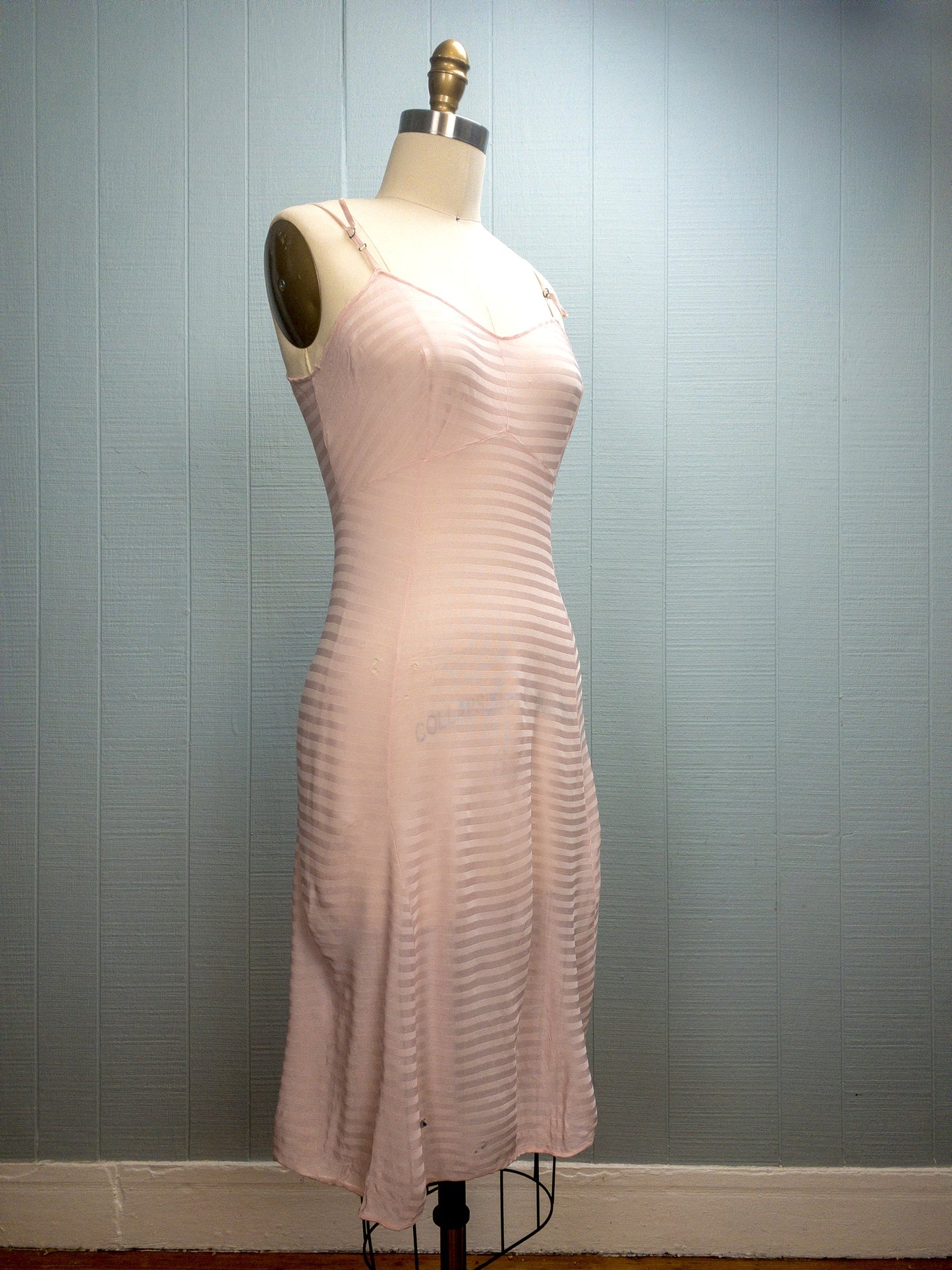 40's 50's Baby Pink Stripe Van Raalte Slip | S/M