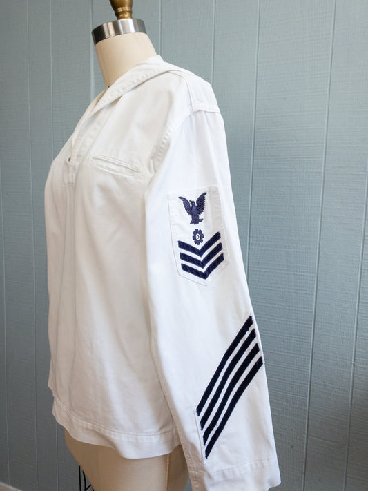 60s White Sailor Patched Top
