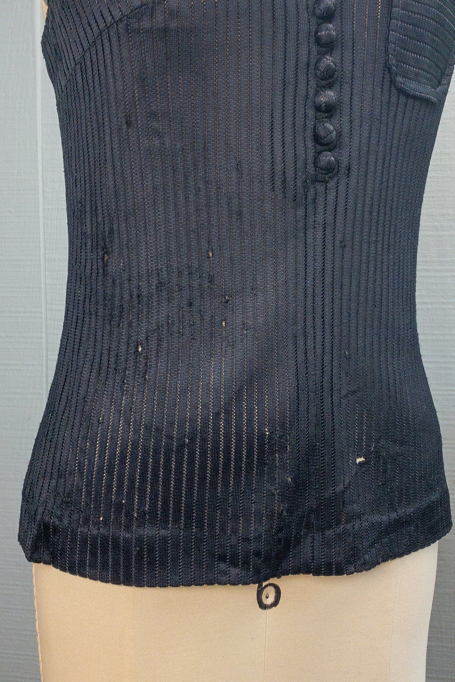 60s 70s Busted Mesh Black Tank | S/M