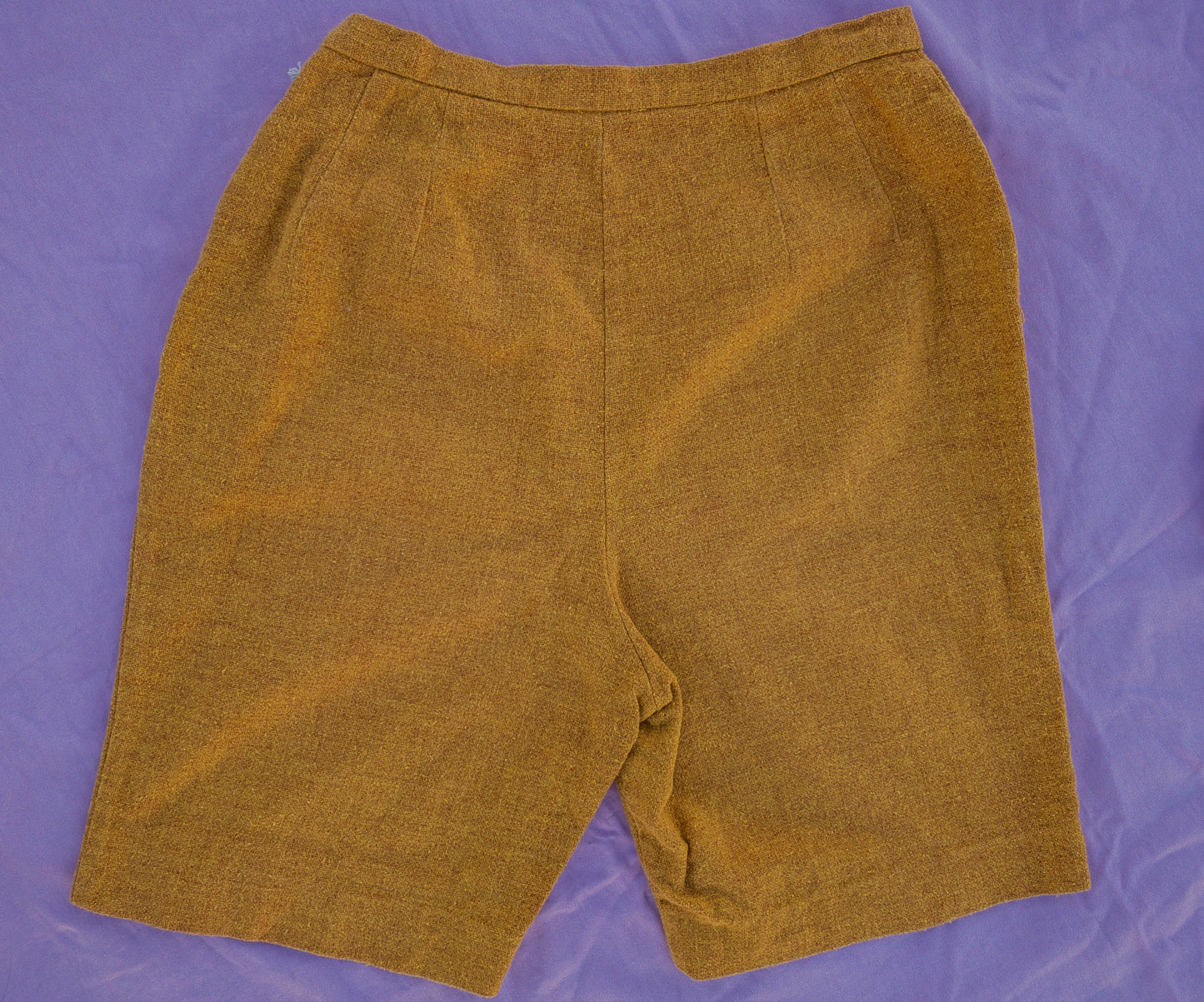 60's Textured Mustard High Waist Shorts