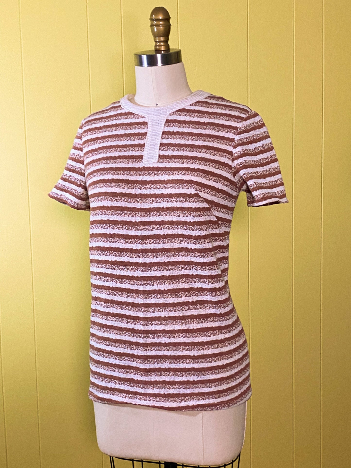60s 70's Brown Space Dye Crew | S/M