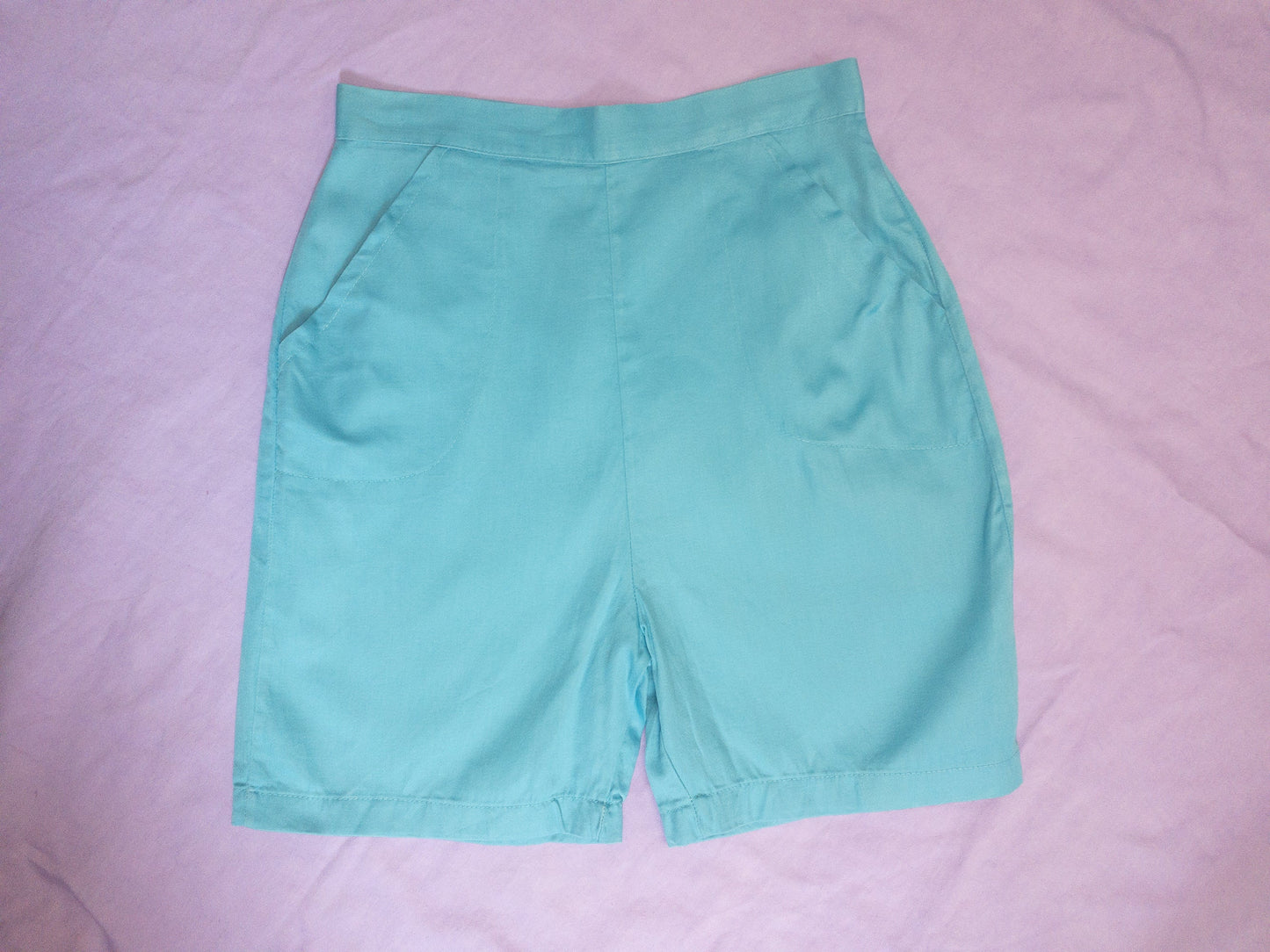 50's 60's Teal Blue Short | 25" | High Waist Pin Up