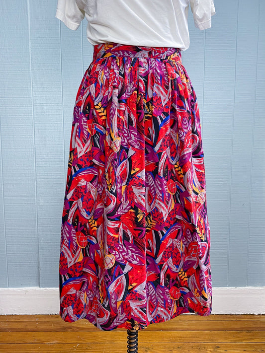 80s 90s Tropical Skirt | W26"