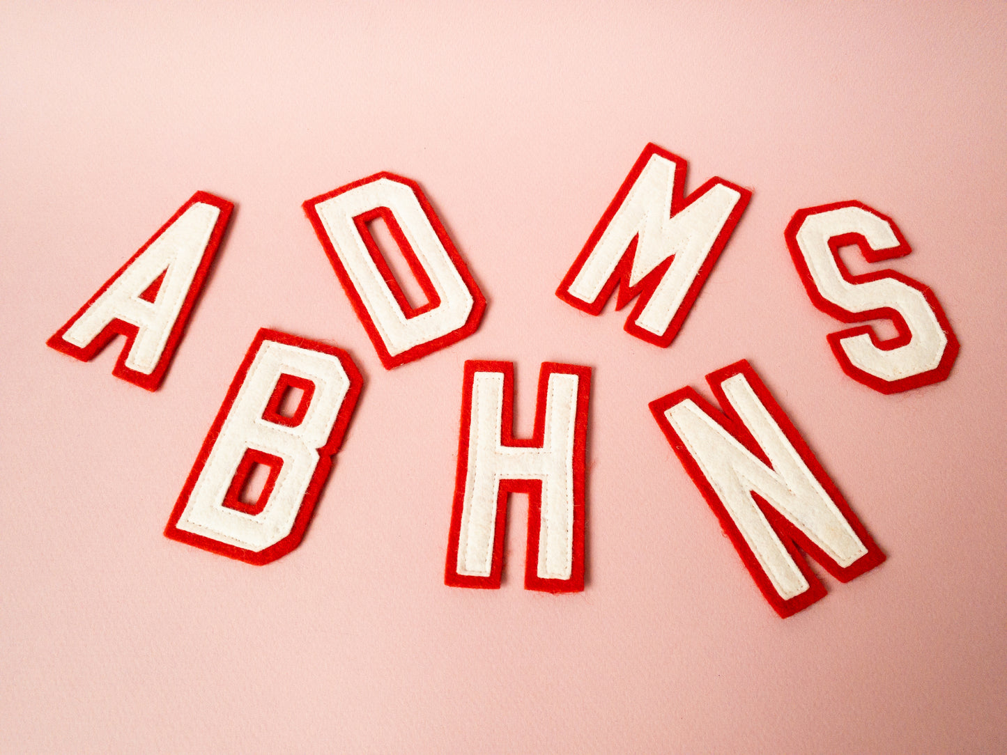 60's Felt Letter Red & White Patch from Letterman Jacket DIY Personalize Craft Initials