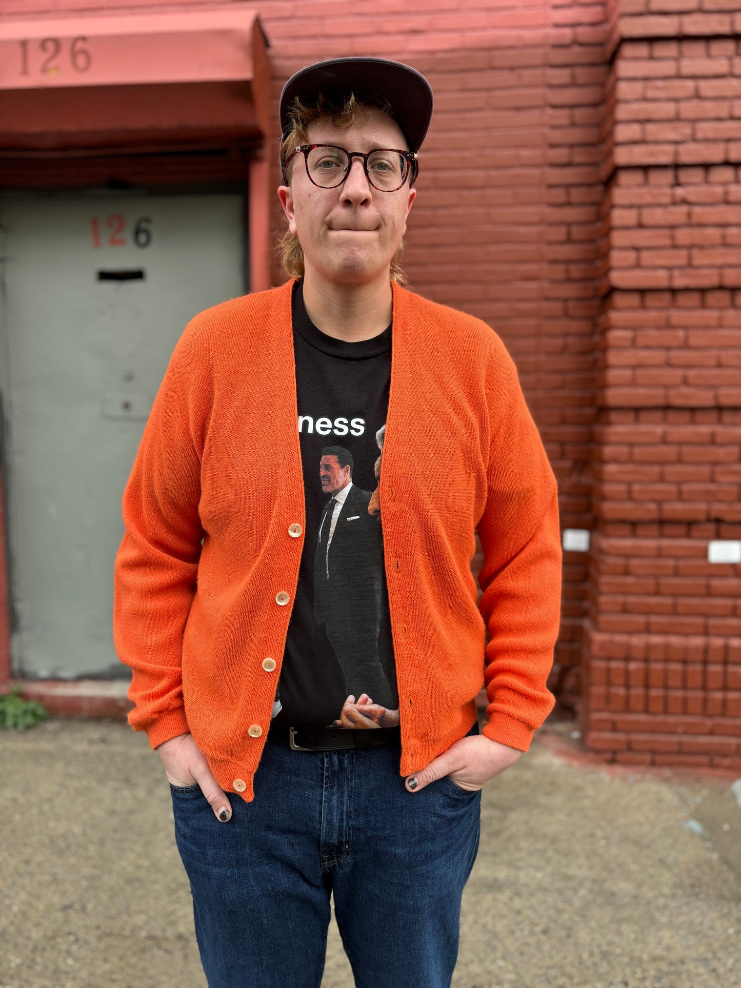 60's Mrs. Maisel Bright Tangerine Orange Grandpa Cardigan | L/XL