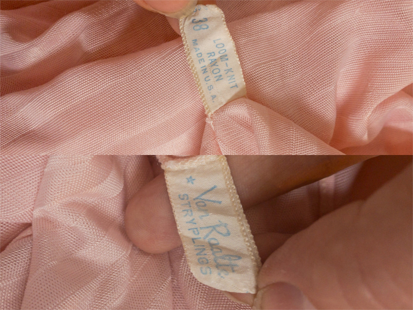 40's 50's Baby Pink Stripe Van Raalte Slip | S/M