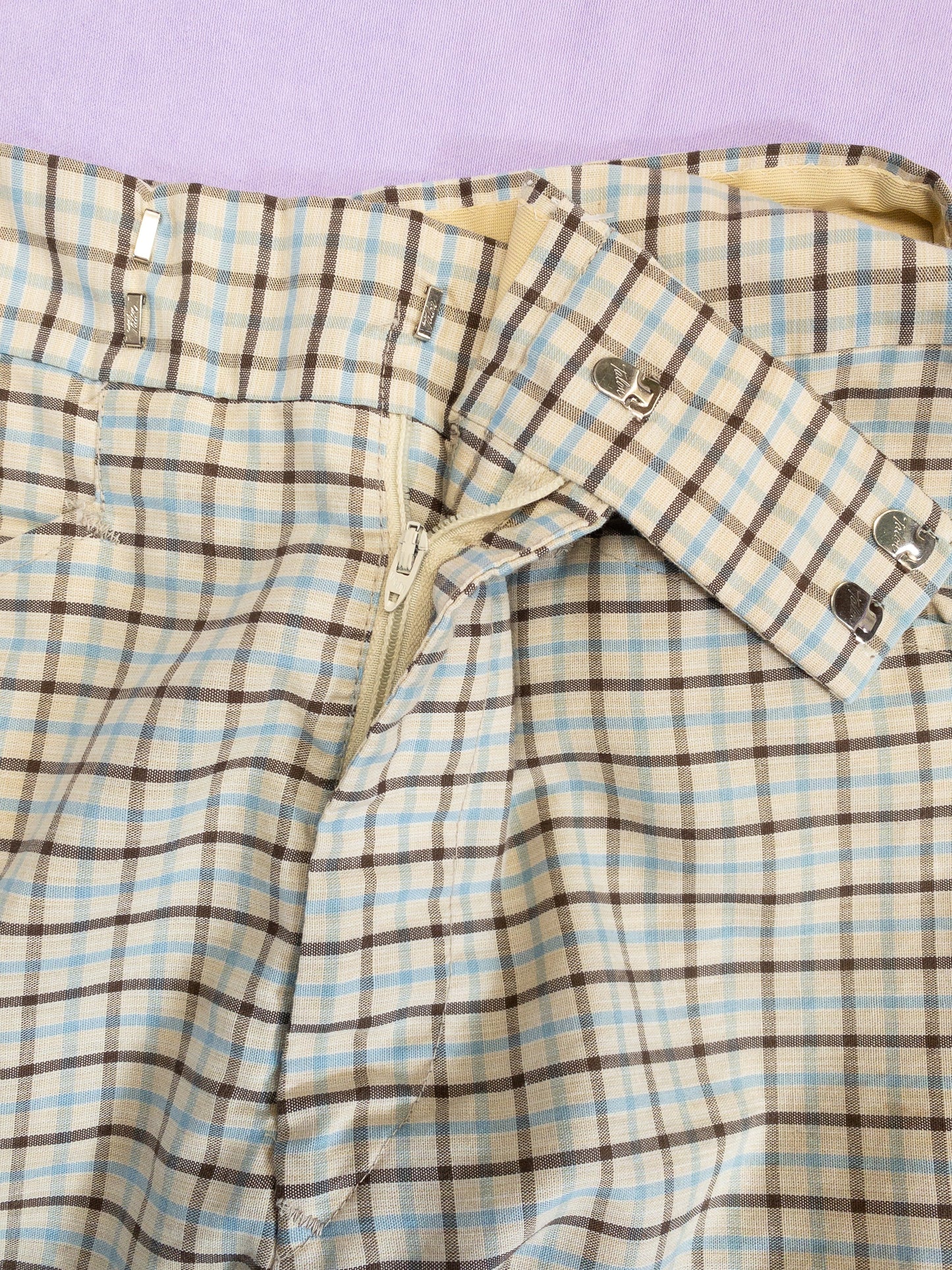 70's Tan Check High Waist Bermuda Short | 30"