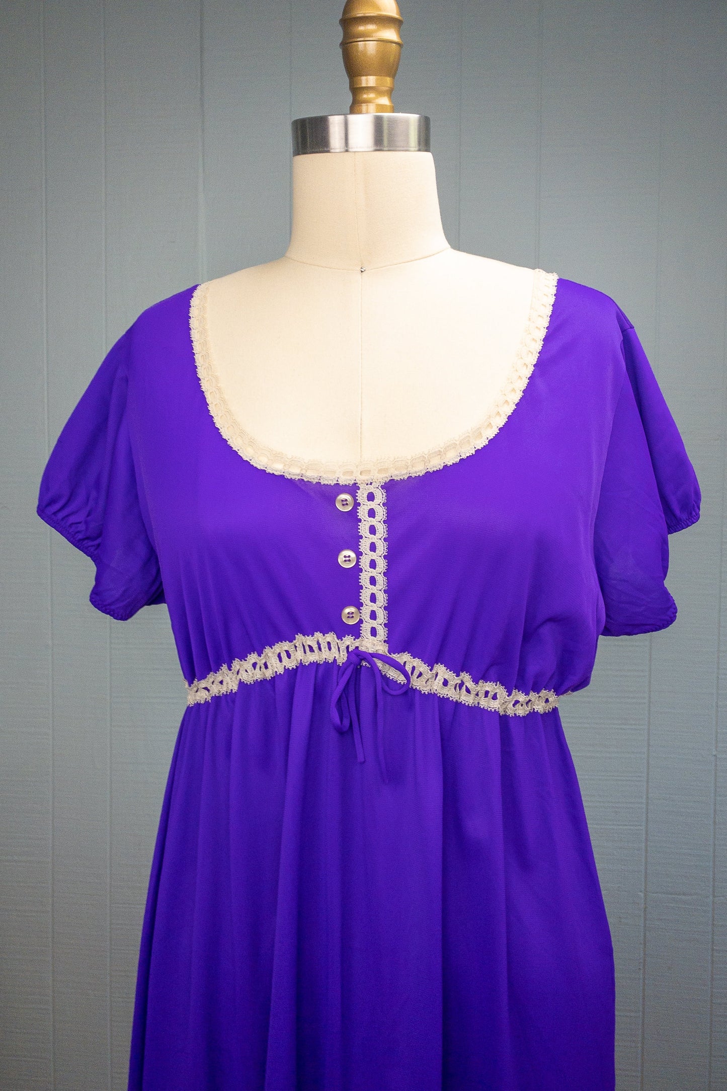 60's Purple Sheer Baby Doll Dress | M/L/XL