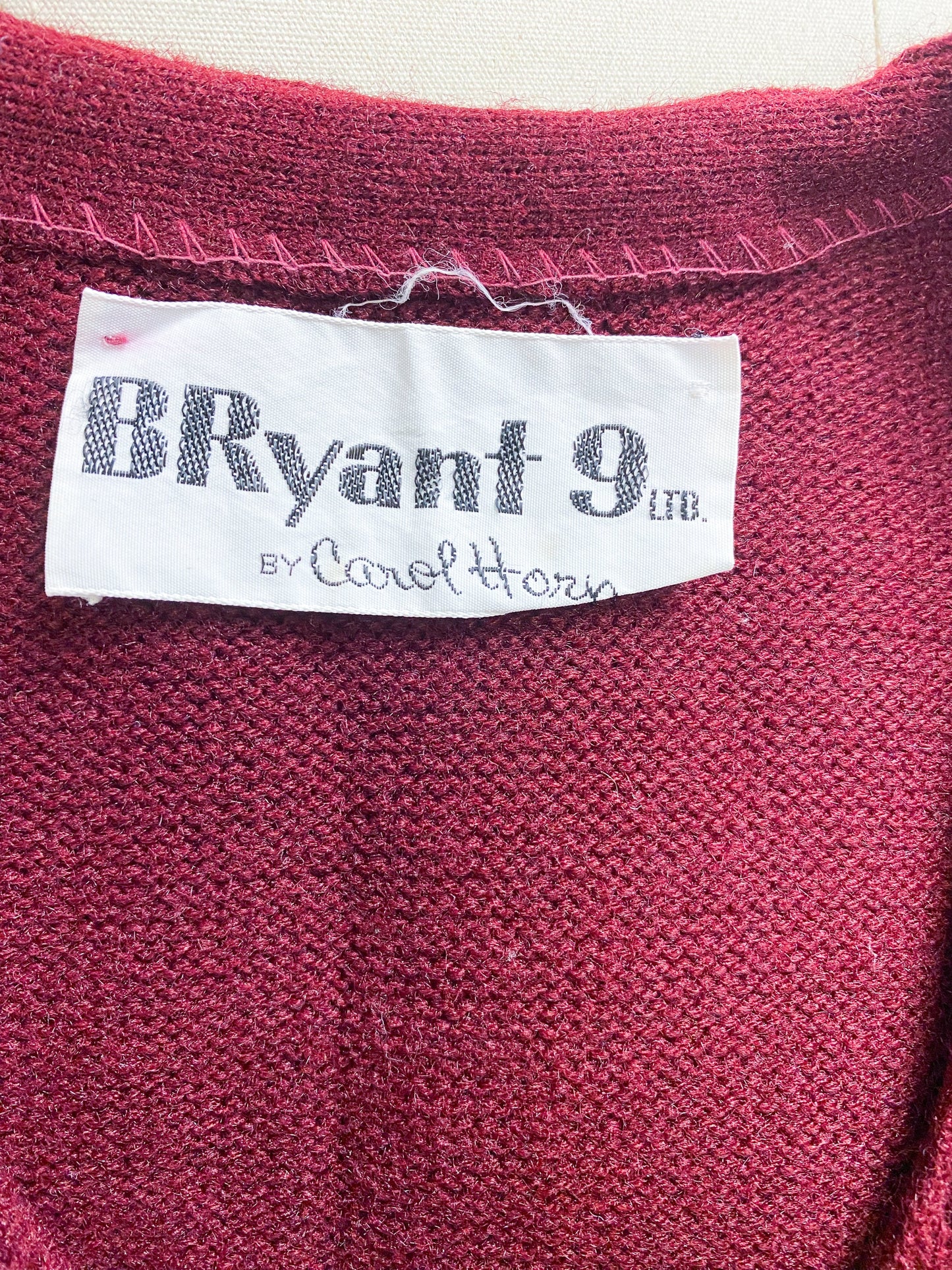 60's 70's Maroon Cable Knit Sweater Vest Bryant 9 by Carol Horn