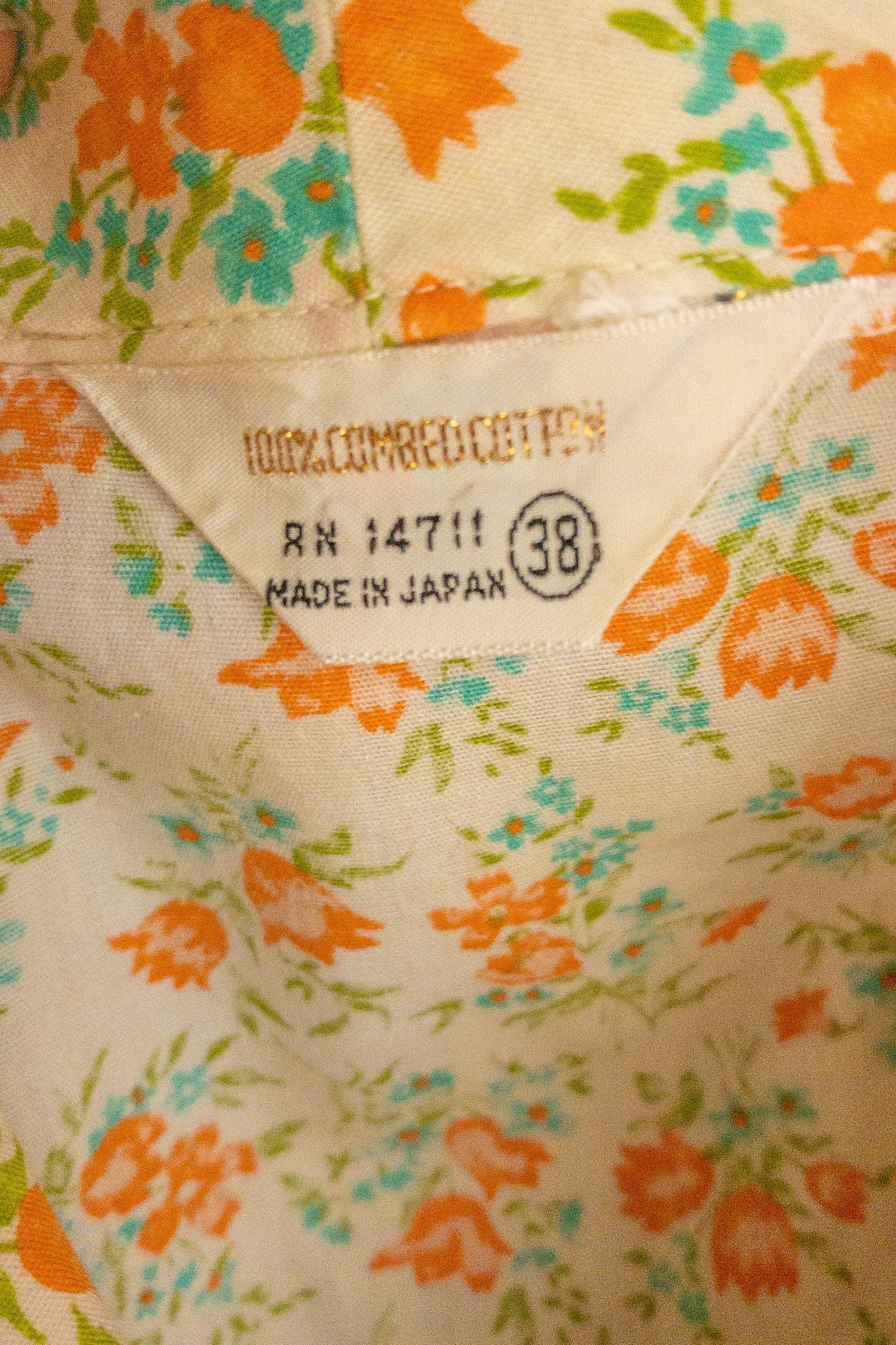 60's Orange & Teal Tulip Sleeveless Shirt | M/L