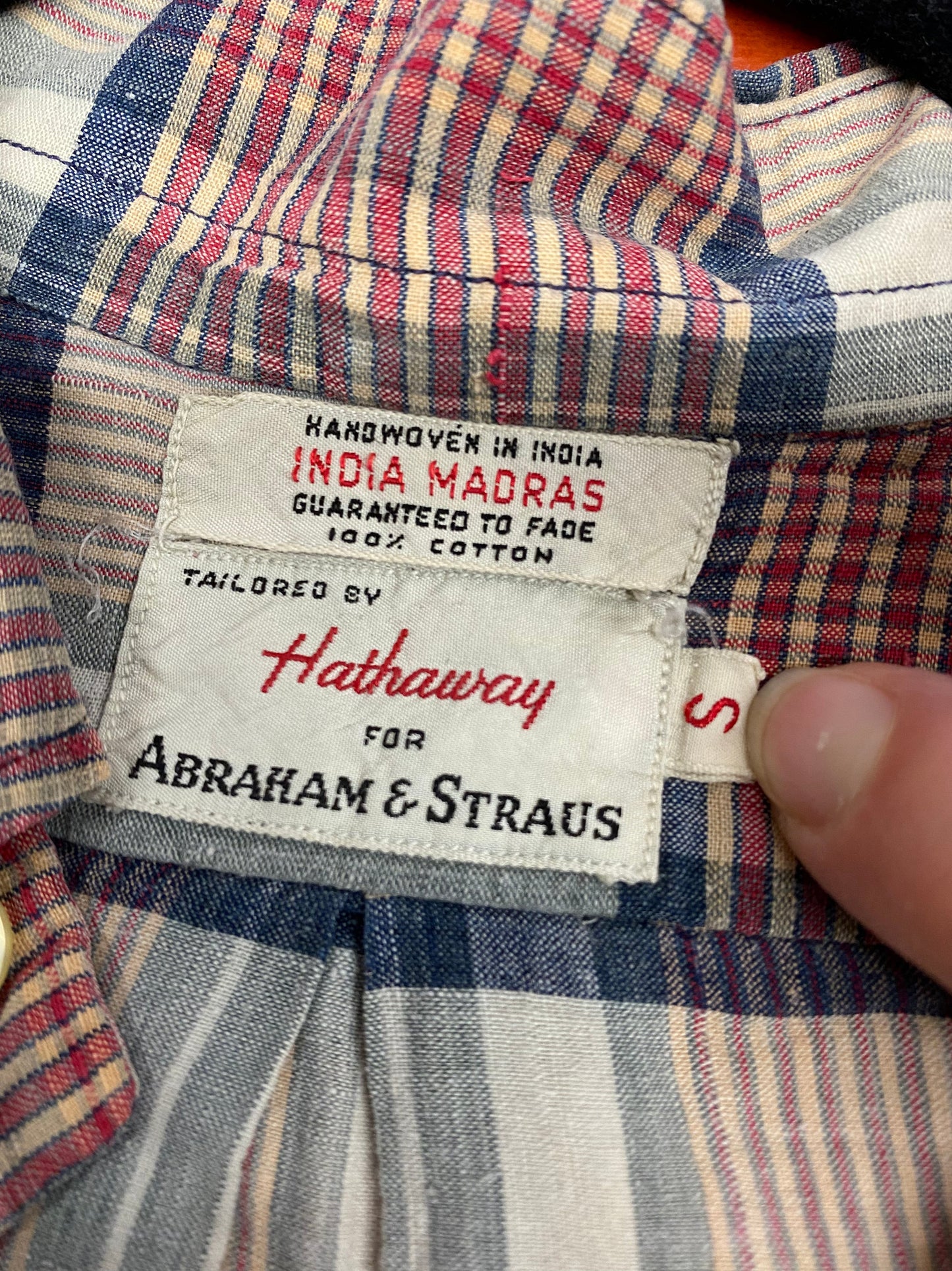 60's Red & Grey Madras Pullover Henley | M