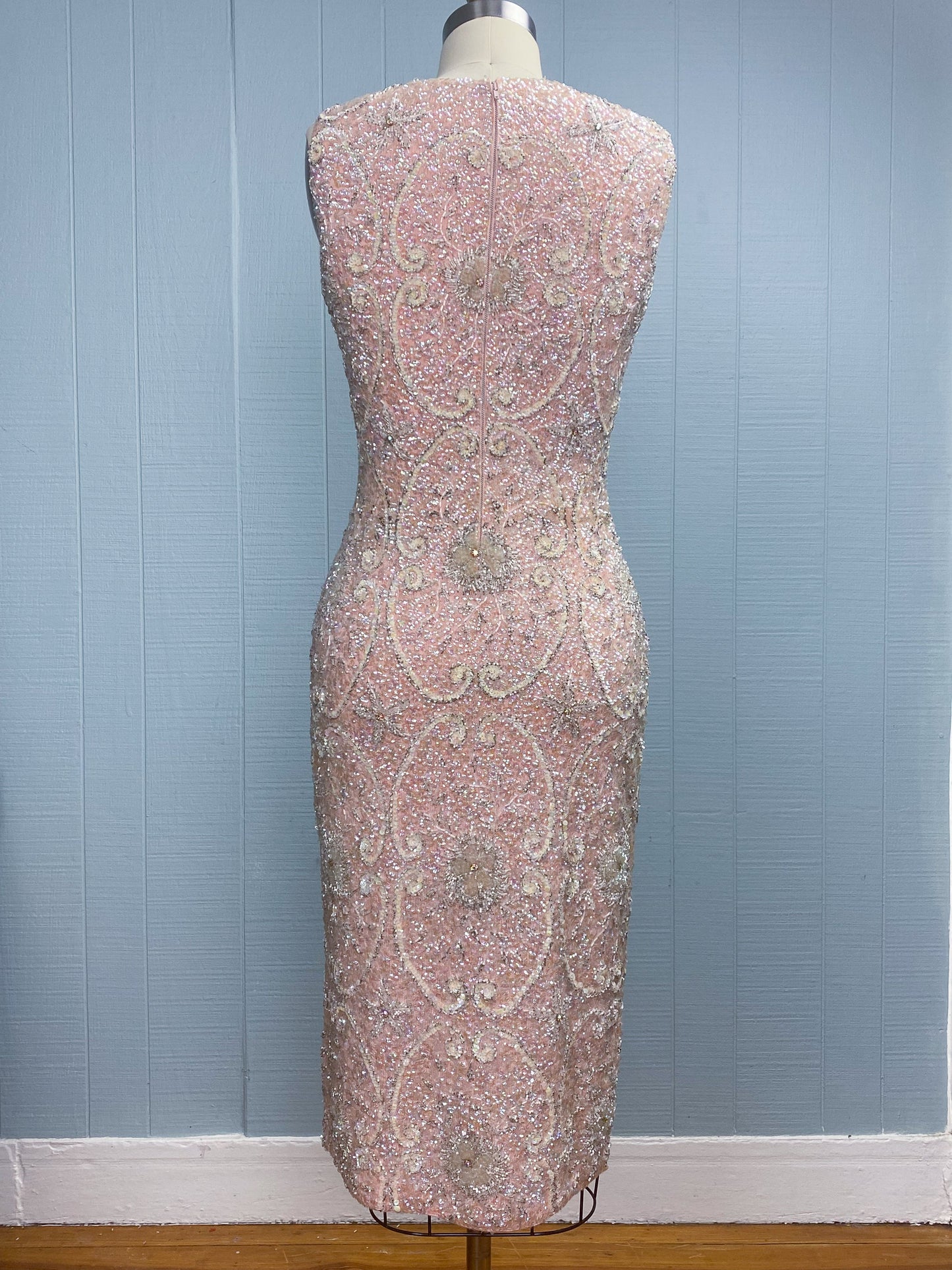 60s Beaded Pink Knit Dress
