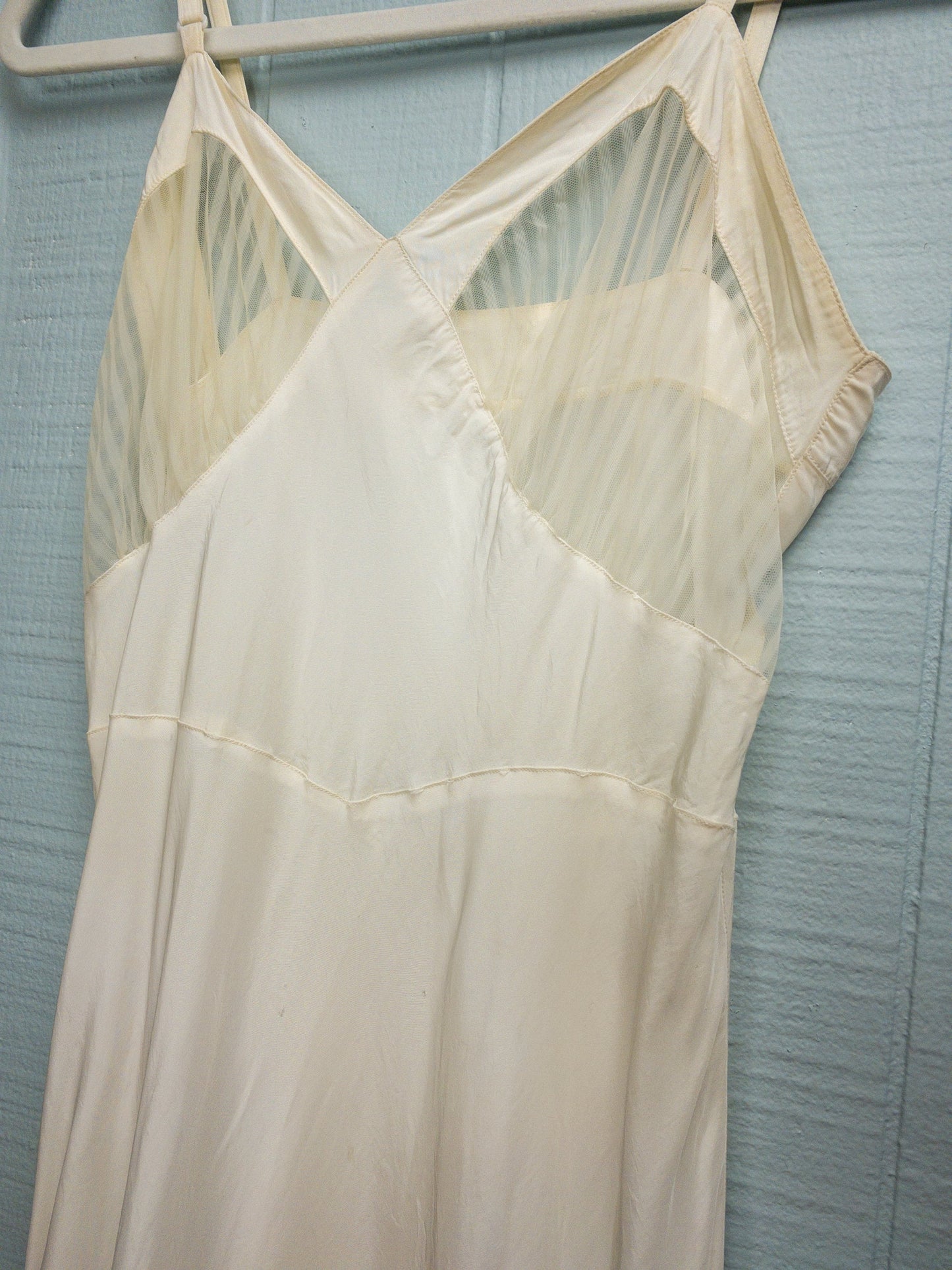 50's White Bias Cut Striped Sheer Slip | XXS/XS