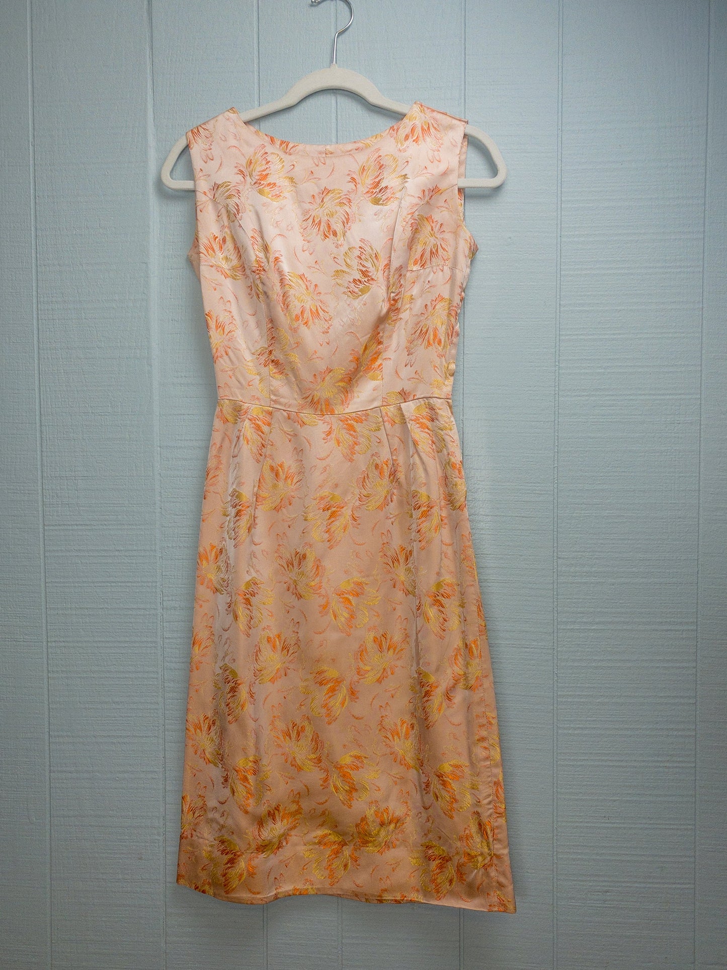 50's 60's "Marvelous Mrs. Maisel" Peach Jacquard Wiggle Dress | XXS