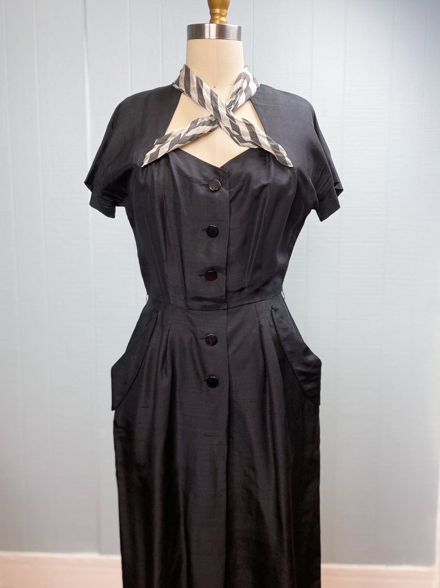 50's Striped Bow Dress | S/M